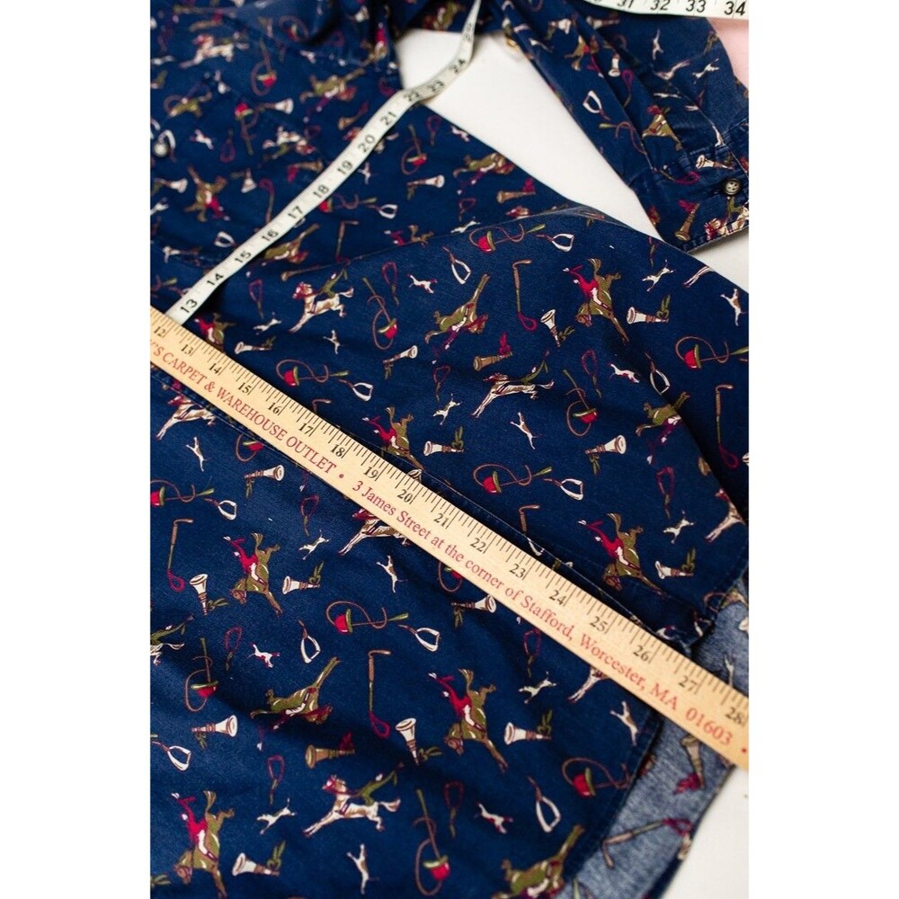 Sudden Impact Men's horse jockey equestrian all over print button down L Vintage - Picture 6 of 7
